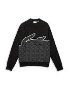 Lacoste Stretch Oversized Crocodile Print Classic Fit Crewneck Sweatshirt