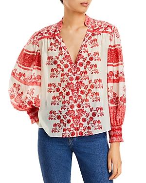 Alice And Olivia Serena Mndnclr Btft Blsslv Top