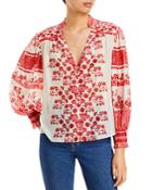 Alice And Olivia Serena Mndnclr Btft Blsslv Top