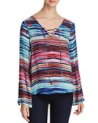 Sanctuary Kinsley Abstract Stripe Lace-up Top