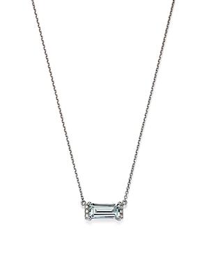Bloomingdale's Aquamarine & Diamond Accent Bar Necklace In 14k White Gold, 16-18 - 100% Exclusive
