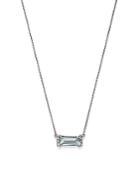 Bloomingdale's Aquamarine & Diamond Accent Bar Necklace In 14k White Gold, 16-18 - 100% Exclusive