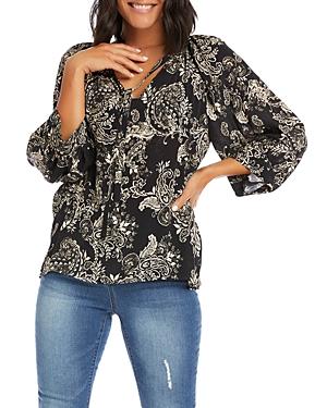 Karen Kane Paisley Print Blouson Sleeve Top