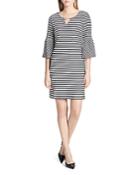 Calvin Klein Textured Stripe Bell-sleeve Dress