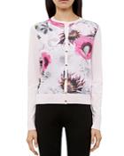 Ted Baker Erinie Neon Poppy Woven-front Cardigan