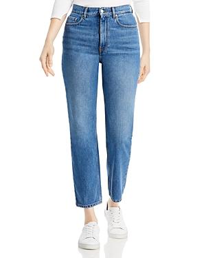 Boss Straight Crop Jeans In Bright Blue