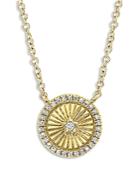Moon & Meadow 14k Yellow Gold Diamond Halo Medallion Pendant Necklace, 18 - 100% Exclusive