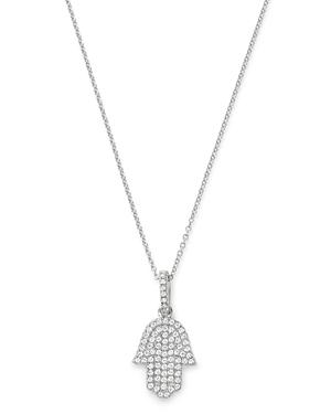 Bloomingdale's Pave Diamond Hamsa Pendant Necklace In 14k White Gold, 0.33 Ct. T.w. - 100% Exclusive