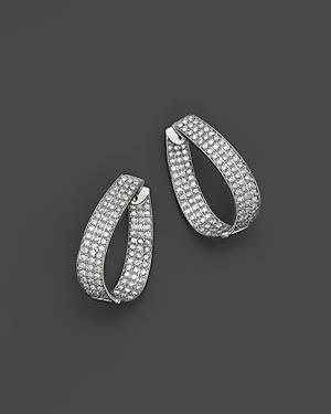 Diamond Hoop Earrings In 14k White Gold, 3.0 Ct. T.w.