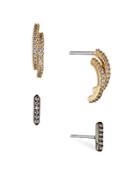 Nadri Small Fortune Pave Bar Drop Earrings In Black Ruthenium & 18k Gold Plated, Set Of 2