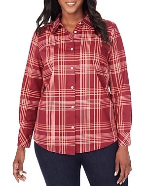 Foxcroft Plus Rhea Plaid Cotton Shirt