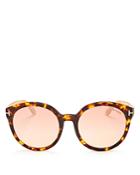 Tom Ford Mirrored Round Sunglasses, 54mm