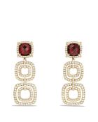 David Yurman Chatelaine Pave Bezel Triple Drop Earrings With Garnet And Diamonds In 18k Gold