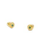 Gurhan 24k Yellow Gold Droplet Emerald Bezel Stud Earrings