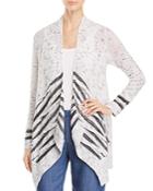 Nic And Zoe Dash Open-front Stripe-panel Cardigan
