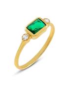 Adinas Jewels Green Baguette Ring