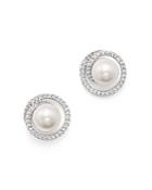 Cultured Freshwater Pearl Earrings In 18k White Gold
