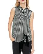 Vince Camuto Sleeveless Striped Tie-neck Top