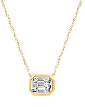 Bloomingdale's Diamond Round & Baguette Cut Cluster Pendant Necklace In 14k White & Yellow Gold, 0.50 Ct. T.w. - 100% Exclusive