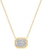 Bloomingdale's Diamond Round & Baguette Cut Cluster Pendant Necklace In 14k White & Yellow Gold, 0.50 Ct. T.w. - 100% Exclusive