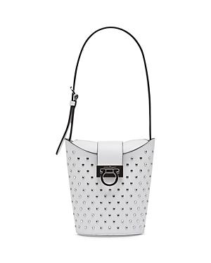 Salvatore Ferragamo Trifolio Studded Leather Bucket Bag