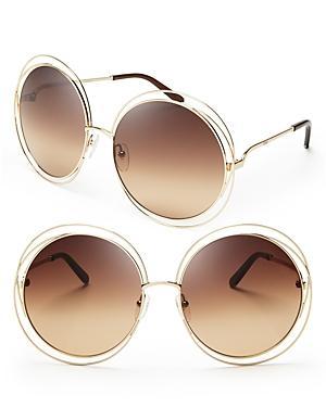 Chloe Carlina Round Oversized Sunglasses