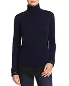 C By Bloomingdale's Lace-trim Cashmere Turtleneck Sweater - 100% Exclusive