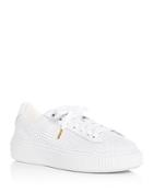 Puma Women's Basket Perforated Leather Lace Up Platform Sneakers