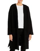 Eileen Fisher Plush Wool Blend Hooded Long Cardigan