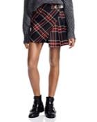 Maje Judie Asymmetric Plaid Mini Skirt