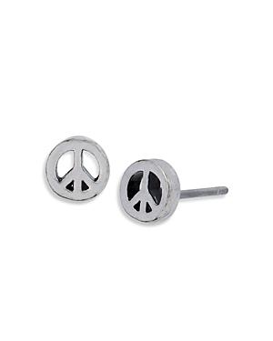 Allsaints Men's Peace Sign Stud Earrings In Sterling Silver