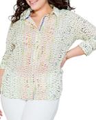 Nic+zoe Plus Dotty Crinkle Cotton Shirt