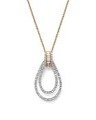 Diamond Teardrop Pendant Necklace In 14k Yellow And White Gold, .45 Ct. T.w.