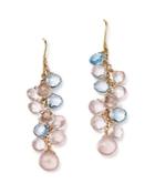 Rose Quartz And Blue Topaz Briolette Drop Earrings In 14k Yellow Gold - 100% Exclusive