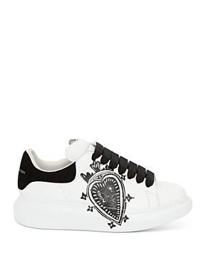 Alexander Mcqueen Women's Leather Heart Logo Lace Up Sneakers