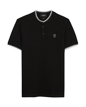 The Kooples Skull Badge Tipped Slim Fit Polo Shirt