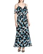 Calvin Klein Cold-shoulder Floral-print Maxi Dress
