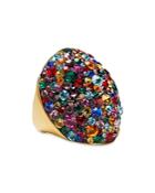 Kate Spade New York Rainbow Multicolor Pave Dome Ring In Gold Tone
