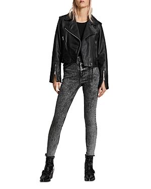 Allsaints Dax Sizeme Acid Wash Skinny Jeans In Snow Wash Black