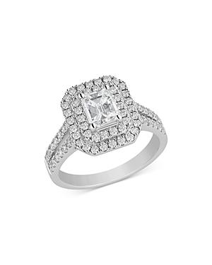 Bloomingdale's Emerald-cut Certified Diamond Double Halo Ring In 18k White Gold, 1.70 Ct. T.w. - 100% Exclusive