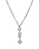 Luv Aj Crystal Lariat Necklace In Silver Tone, 16-18.5
