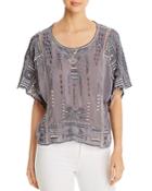 Johnny Was Jurnee Embroidered Geo-pattern Top