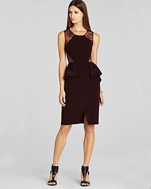 Bcbgmaxazria Sleeveless Lace Shoulder Peplum Dress - Whitley
