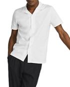 Reiss Caspa Mercerized Cotton Cuban Collar Regular Fit Short Sleeve Button Down Shirt