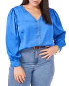 Vince Camuto Studded V Neck Top