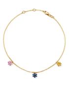 Bloomingdale's Rainbow Sapphire Flower Cluster Ankle Bracelet In 14k Yellow Gold - 100% Exclusive