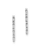 Diamond Round And Baguette Linear Drop Earrings In 14k White Gold, .50 Ct. T.w. - 100% Exclusive