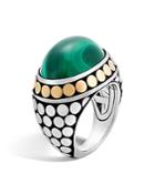 John Hardy 18k Yellow Gold And Sterling Silver Dot Dome Ring With Malachite