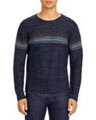 Inis Meain Linen Horizontal Stripe Regular Fit Crewneck Sweater