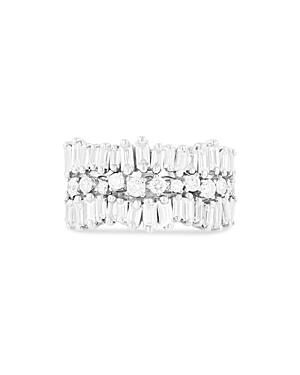 Suzanne Kalan 18k White Gold Felicity Diamond Round-cut & Baguette Cluster Ring
